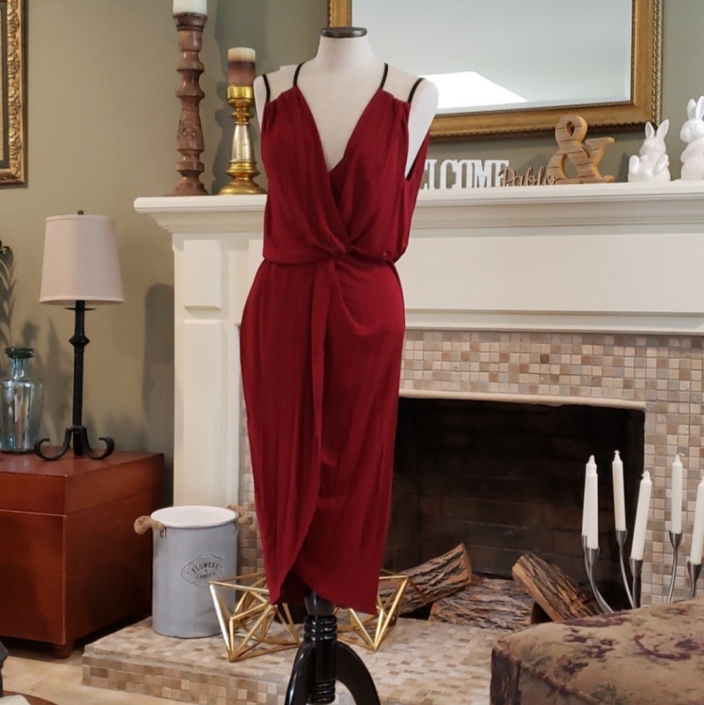 Wine Red Midi Dress
